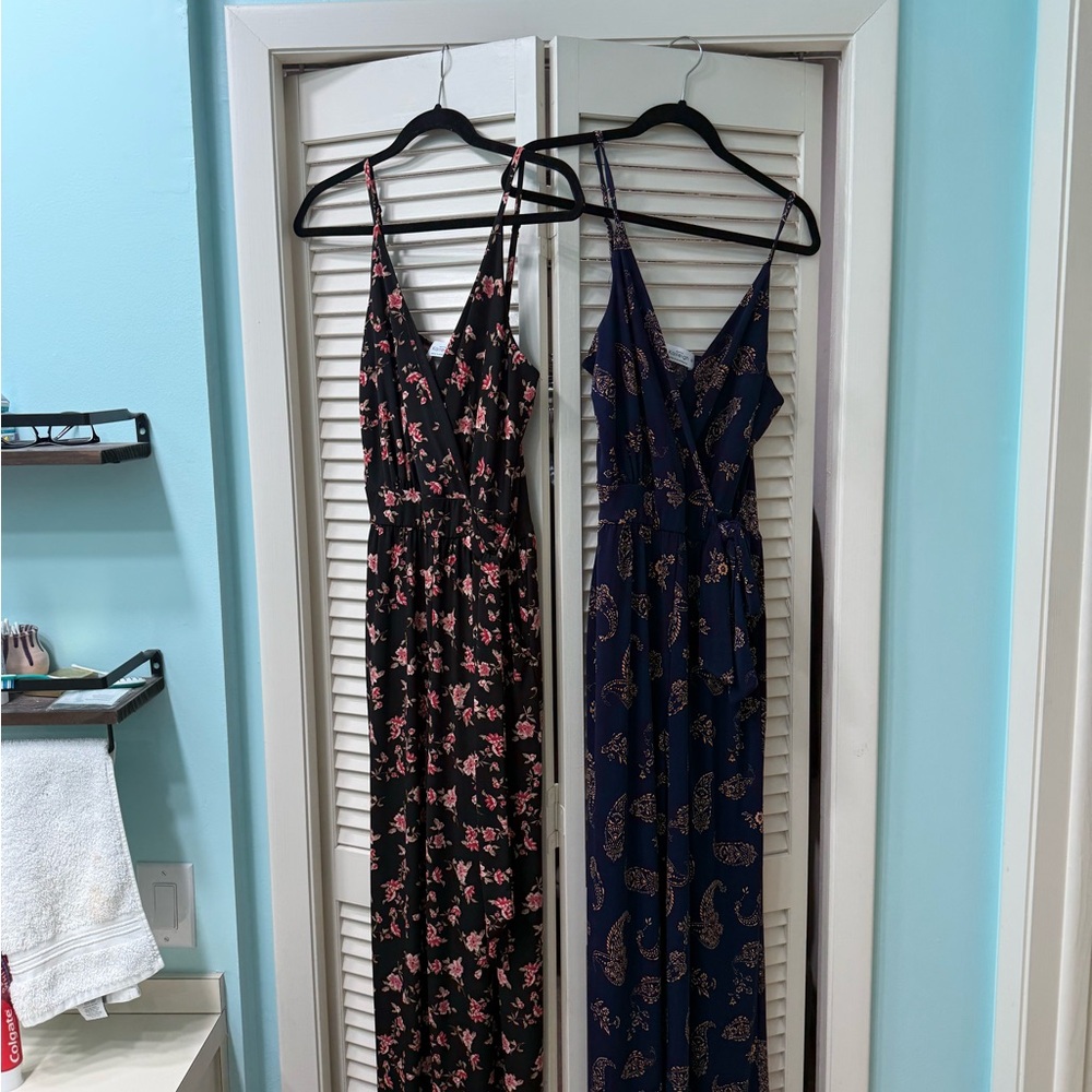 Kaileigh Black and Navy Floral Jumpsuits
